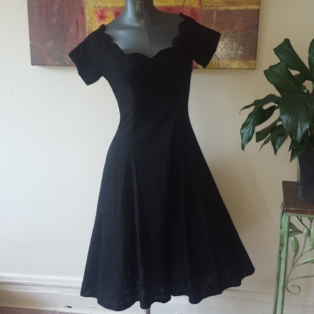 KAREN LUCAS 80's vintage black A-line dress